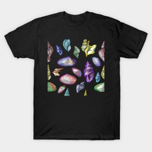 Rainbow Vintage Seashell Pattern - Fashion Print T-Shirt